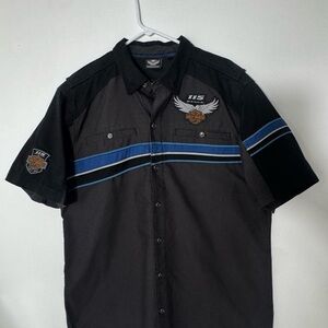 Harley Davidson 115th Year Button Vented Shirt Garage Motorcycle Shop XL